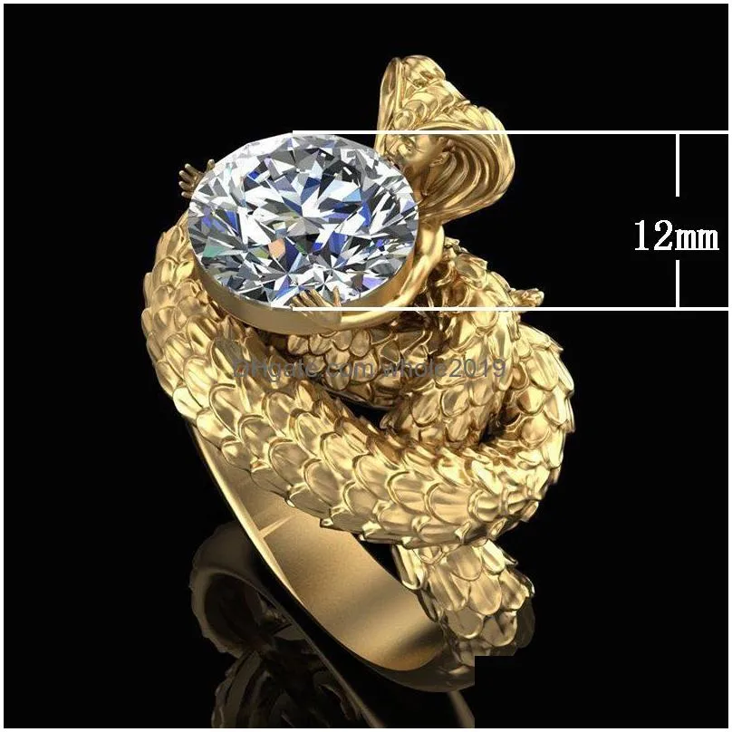 fashion jewelry punk person face snake body totem ring lady zircon ring