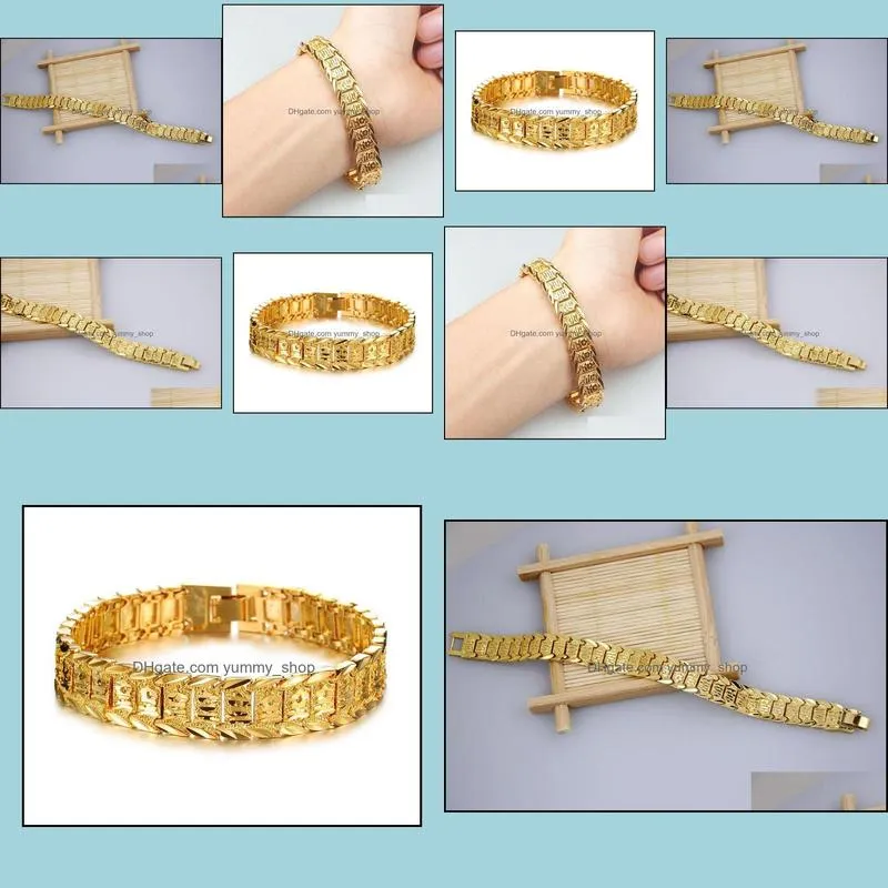 pretty bangle bracelets for women men bracelet solid watch chain link 8.3inch gold charms bracelets