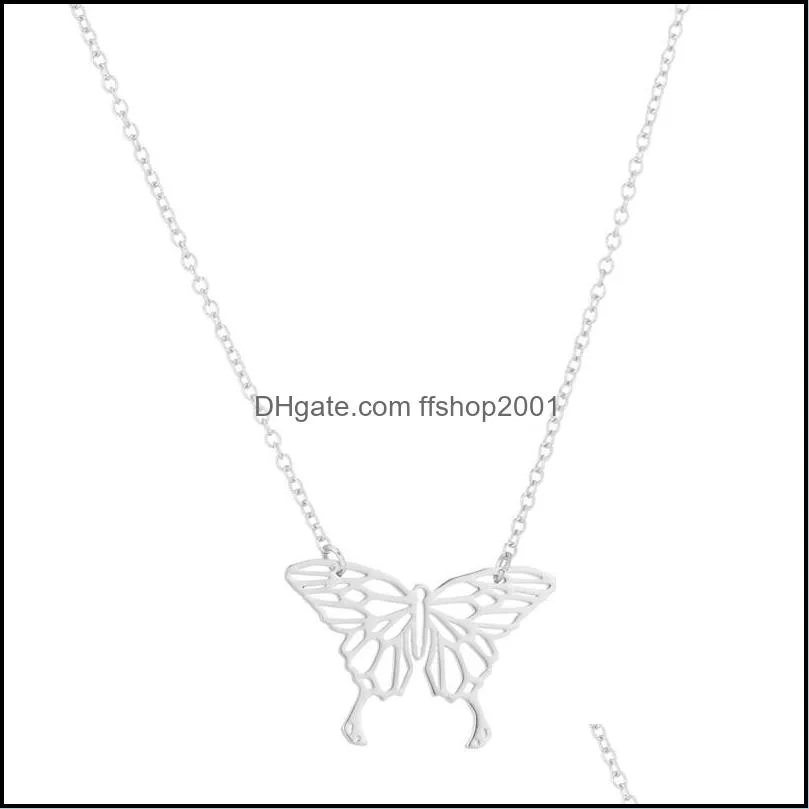hollow butterfly pendant neckkace gold chains stainless steel butterflies necklaces women fashion jewelry gift 826 q2