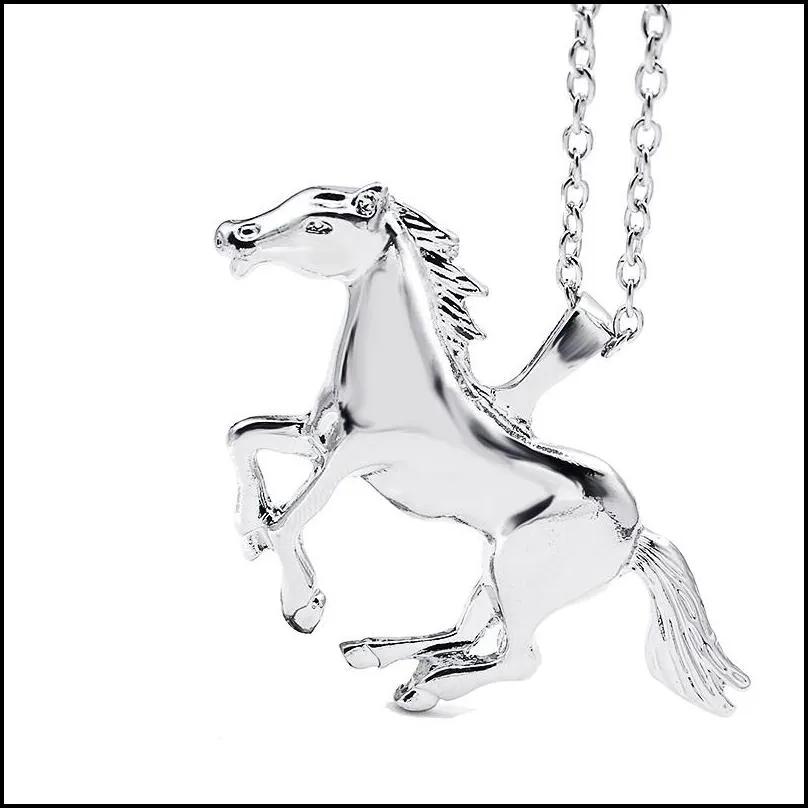 sliver gold horse shape chain necklece for women girl cute animal 64x41mm pendants necklace lucky jewelry accessories