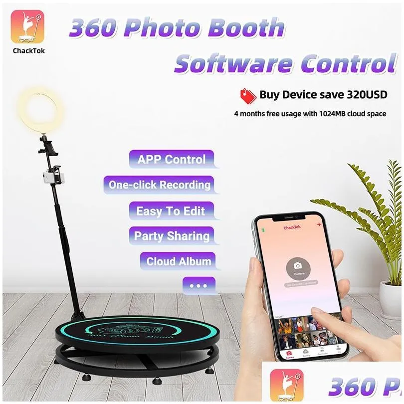360 p o booth stage lighting automatic rotating selfie props wedding p obooth intelligent operation slow motion machine video