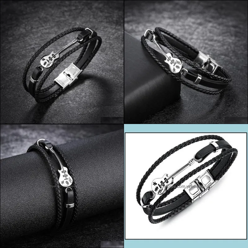 multilayer leather bracelets for men rope steel bracelet guitar bracelet characterized leather bracele yzedibleshop