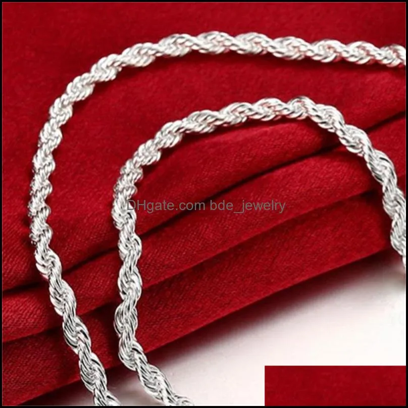  arrival flash twisted rope necklace men sterling silver plate necklace stsn067 fashion 925 silver chains necklace c3