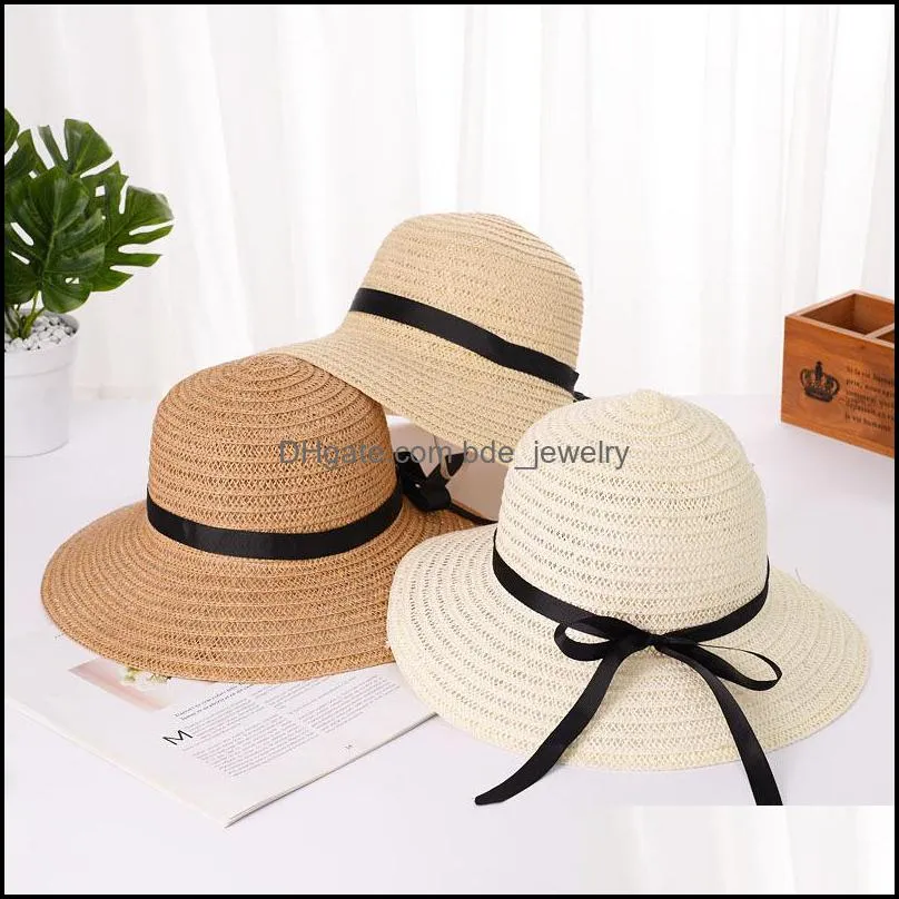 fashion straw hat with builtin adjustable rope folding carry beach sun cap high quality manufacturers direct sales 87 w2