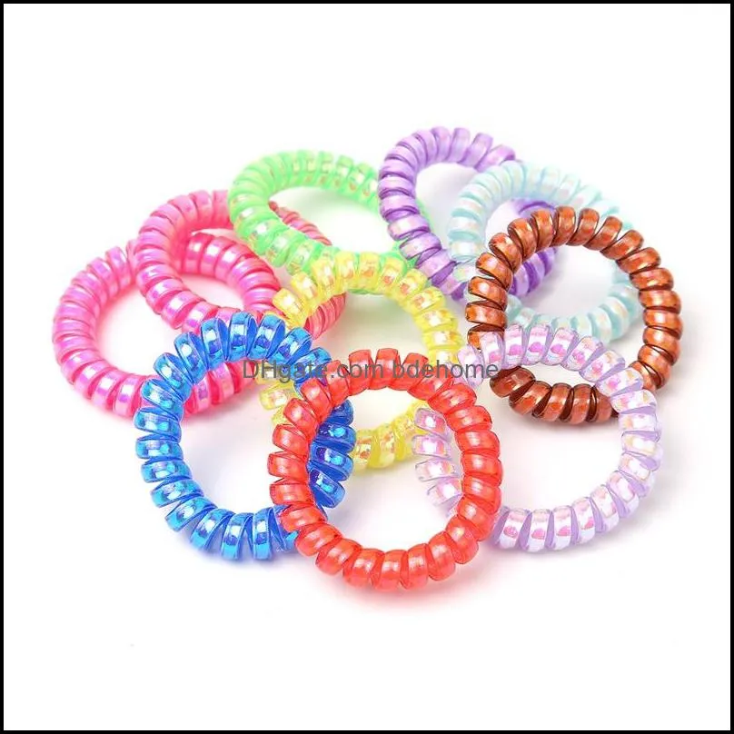 2020 pink colored telephone wire cord headbands for women elastic hair bands rubber ropes hair ring girls hair accessories 78