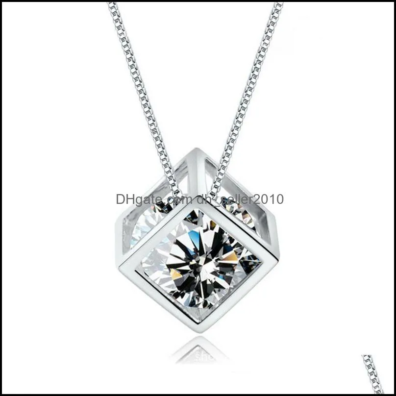 5 style 925 sterling silver jewelry sets zircon square cube necklaceaddearringsaddbracelet for women gift 702 q2