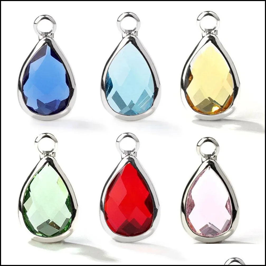 12 colors diy crystal birthstone dangles charms for necklace bracelet jewelry transparent glass pendants accessories diy