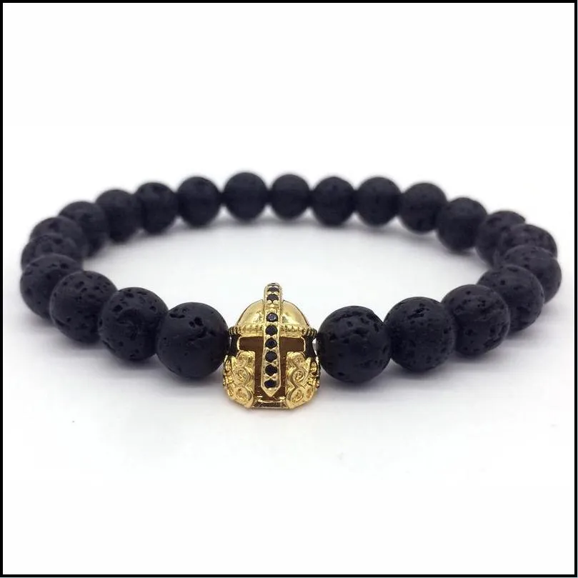 fashion 8mm lava beaded bracelet mens jewelry chakra healing balancing natural stone bead vintage helmet charm bracelet gifts