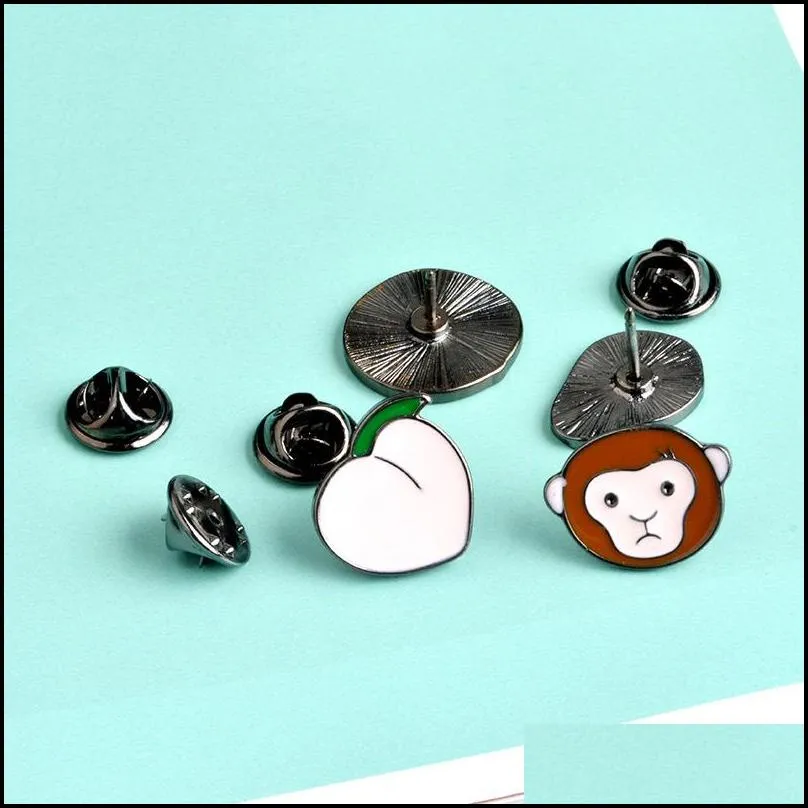 lovely avocado monkey peach blueberry metal pin brooch for womenkids fashion decoration shirt collar school uniform brooch wholesale