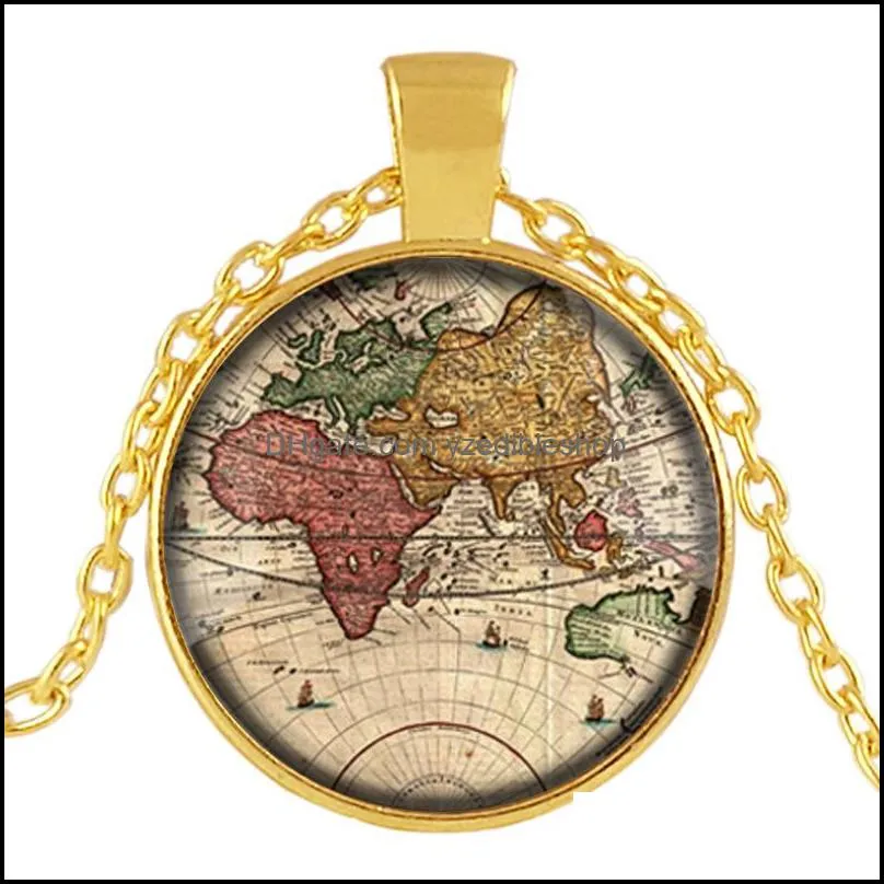 ancient world map necklace handmade explorer map necklace pirate treasure map expedition glass pendan yzedibleshop