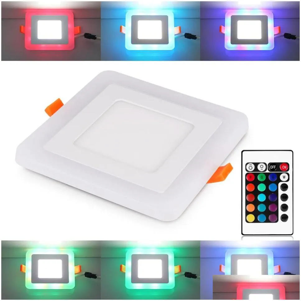 round/square rgb led panel light add remote control 6w/9w/16w/24w recessed led ceiling panel light ac85265vadddriver