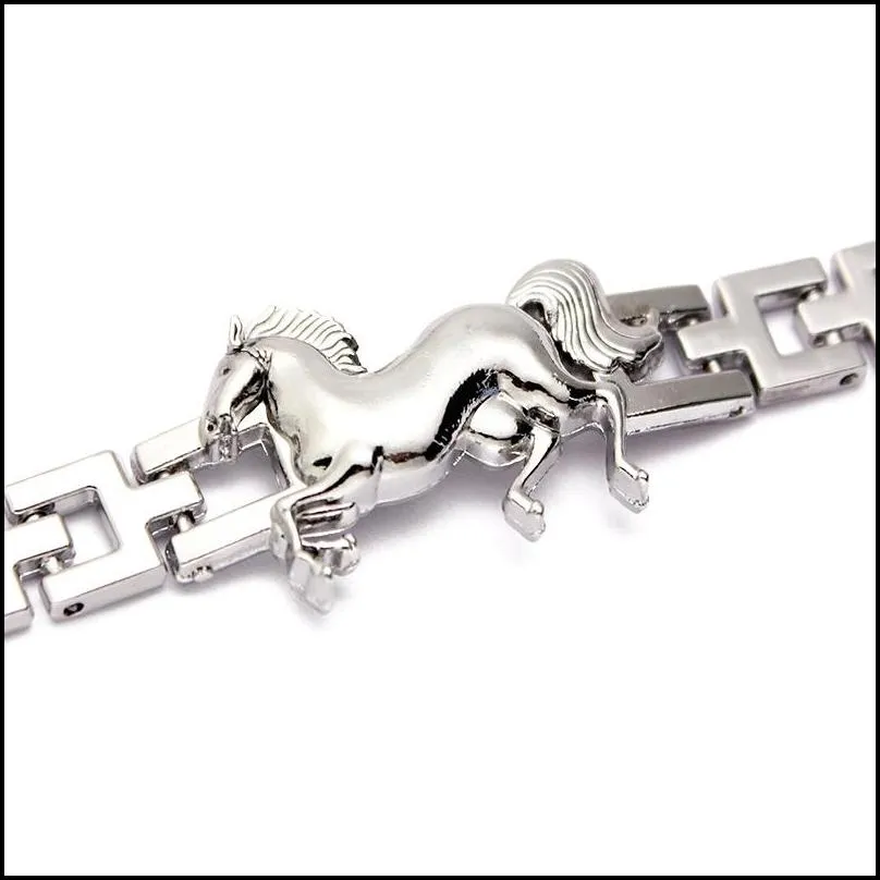 stainless steel horse charm bracelet for women thick watch chain bracelet europe style fashion jewelry wholesale