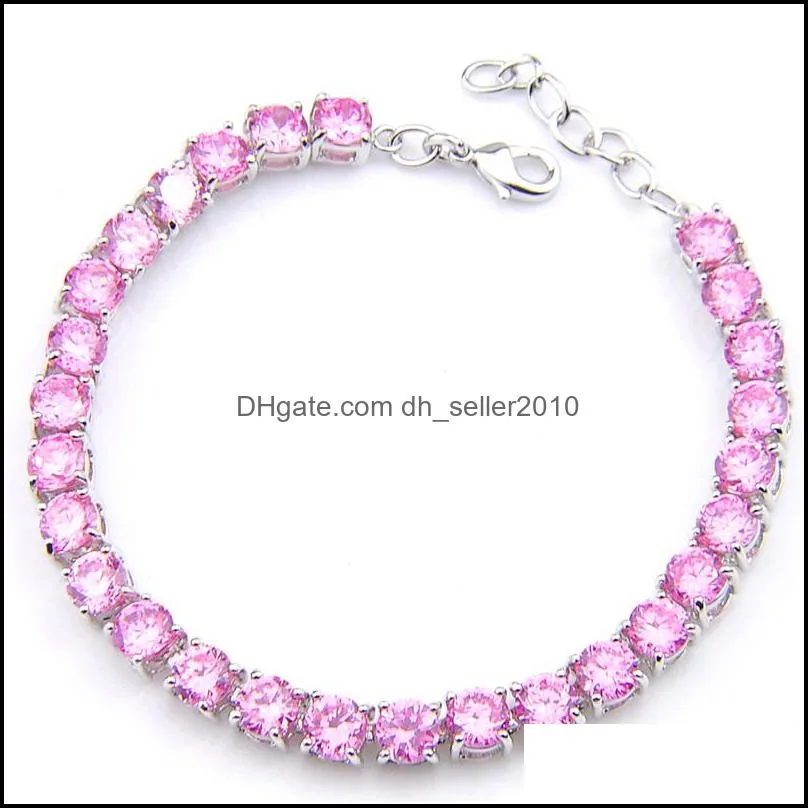 fashion gorgeous bracelets round topaz kunzite garnet peridot gemstone silver zircon tennis bracelet lovers bracelets bracele 3522 q2