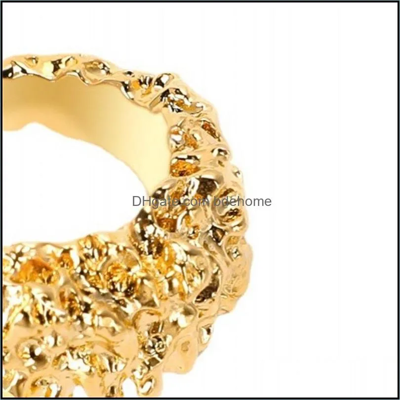 varole punk rock texture ring gold color simple finger rings for women fashion jewelry 332c3