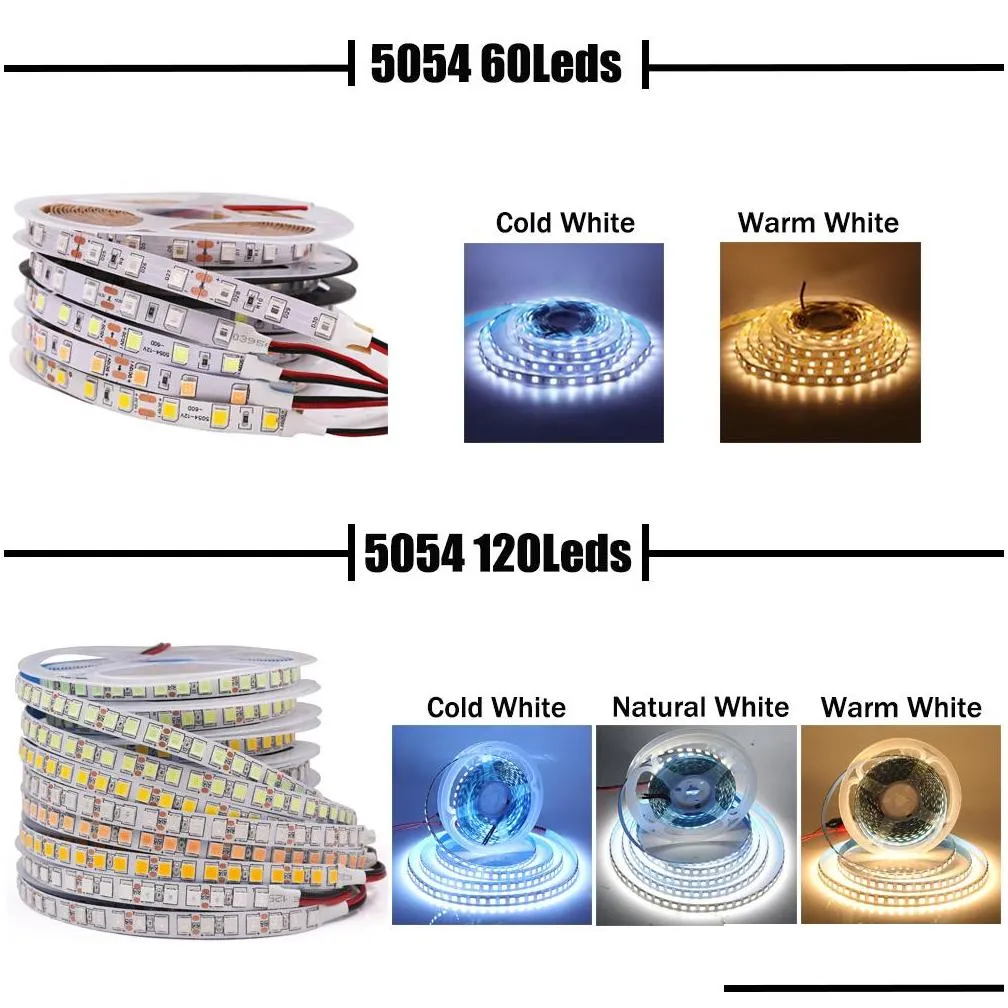 5m rgb led strip light 12v 5050 5054 flexible led ribbon tape 60/120 led rope light waterproof stripe light diode tape for decor