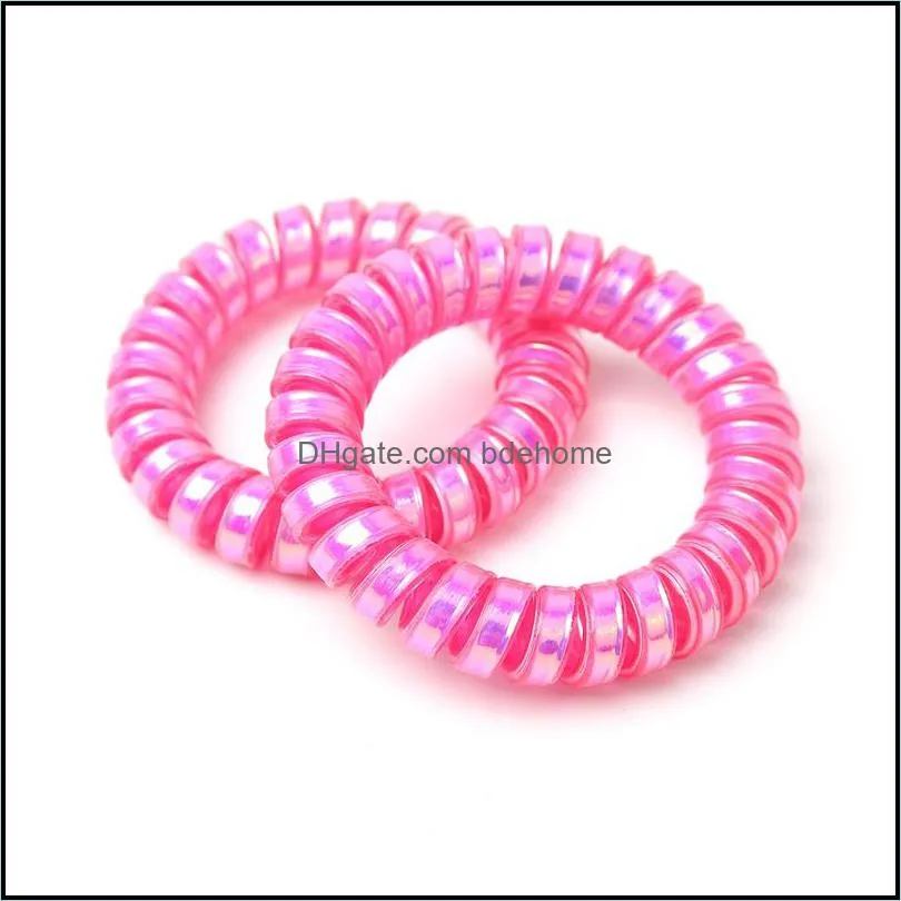 2020 pink colored telephone wire cord headbands for women elastic hair bands rubber ropes hair ring girls hair accessories 78