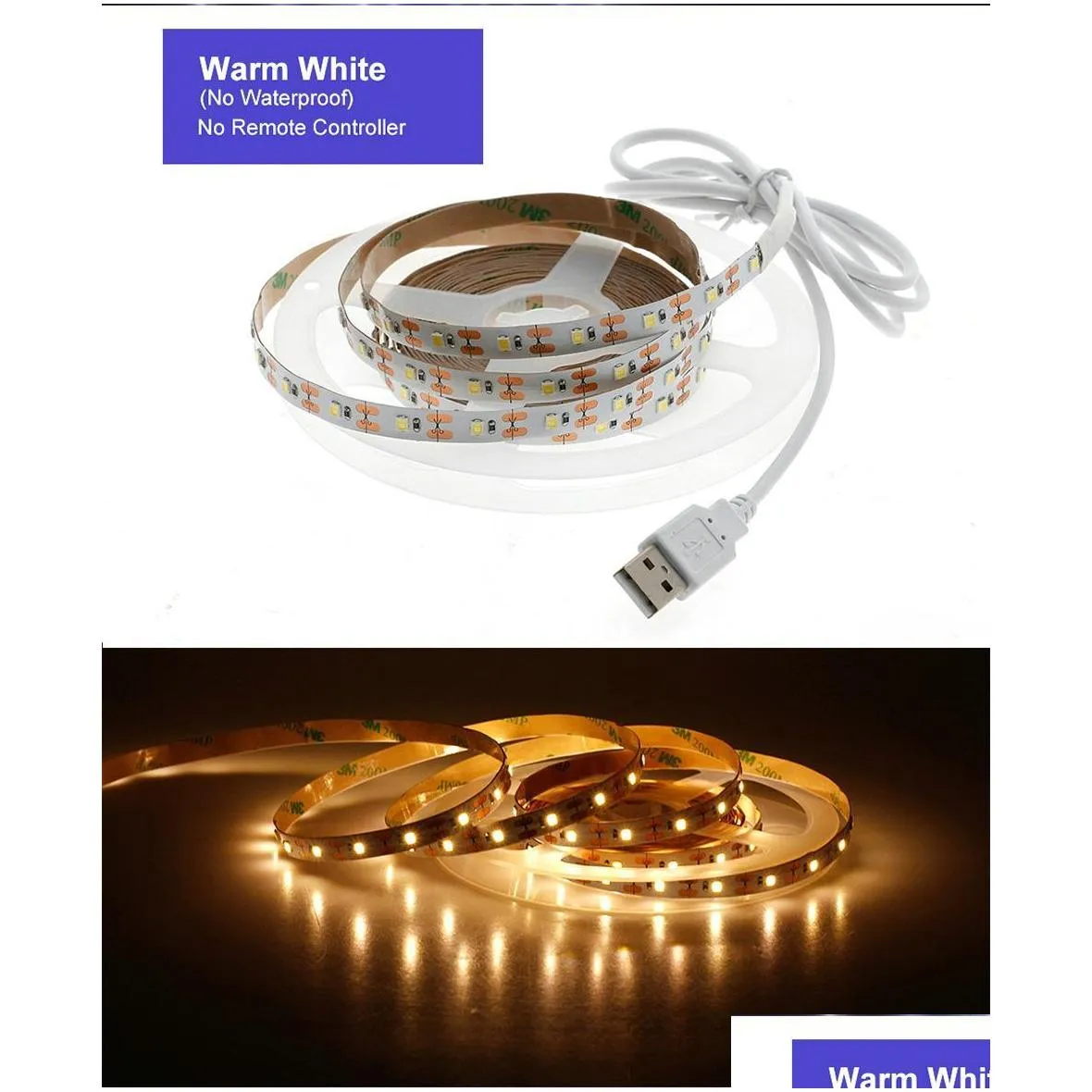 5v usb led strip light 1m 2m  4m 5m warm white / white / rgb led strip 2835 tv background lighting decoracion fairy lights