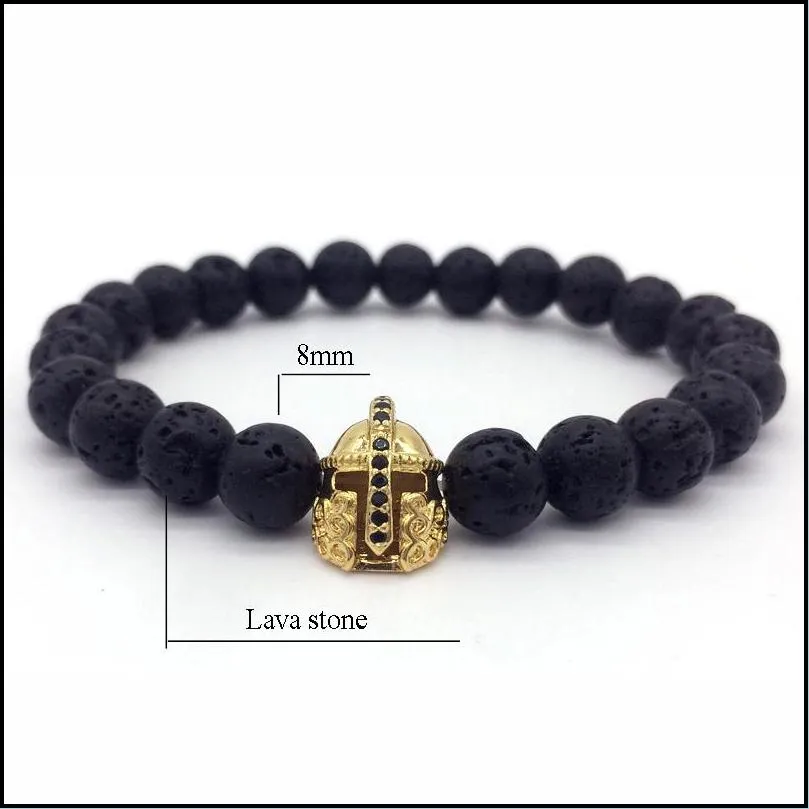 fashion 8mm lava beaded bracelet mens jewelry chakra healing balancing natural stone bead vintage helmet charm bracelet gifts
