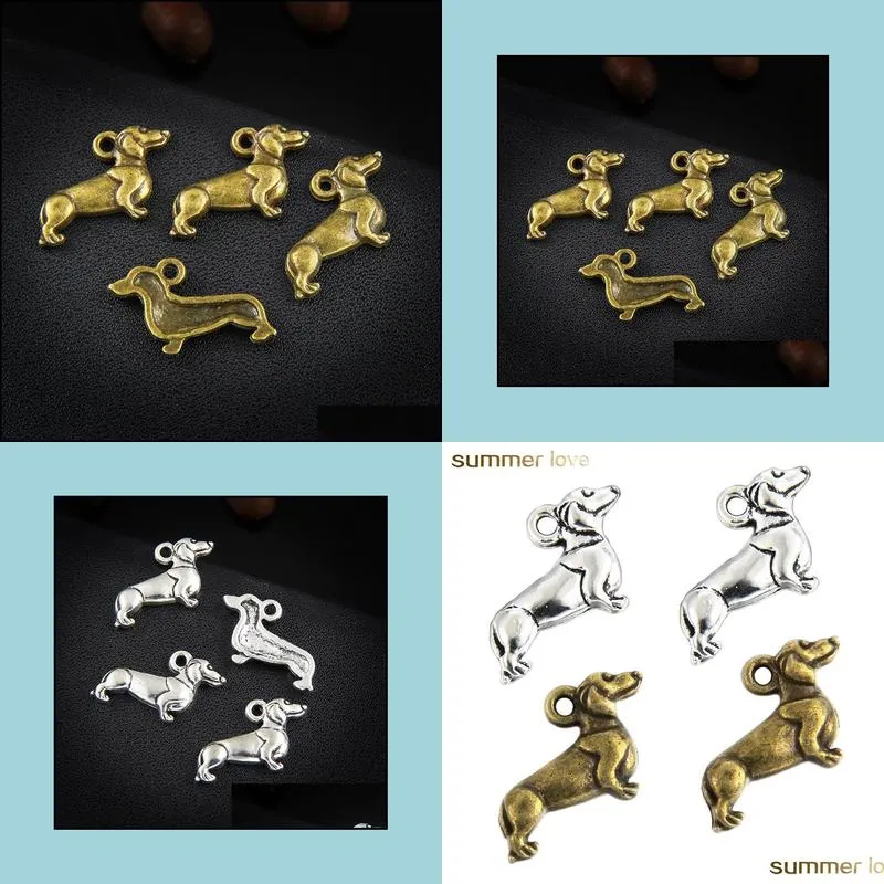 lovely dog pendants jewelry charm fit necklace bracelets keychain sliver gold color jewelry charm for diy making