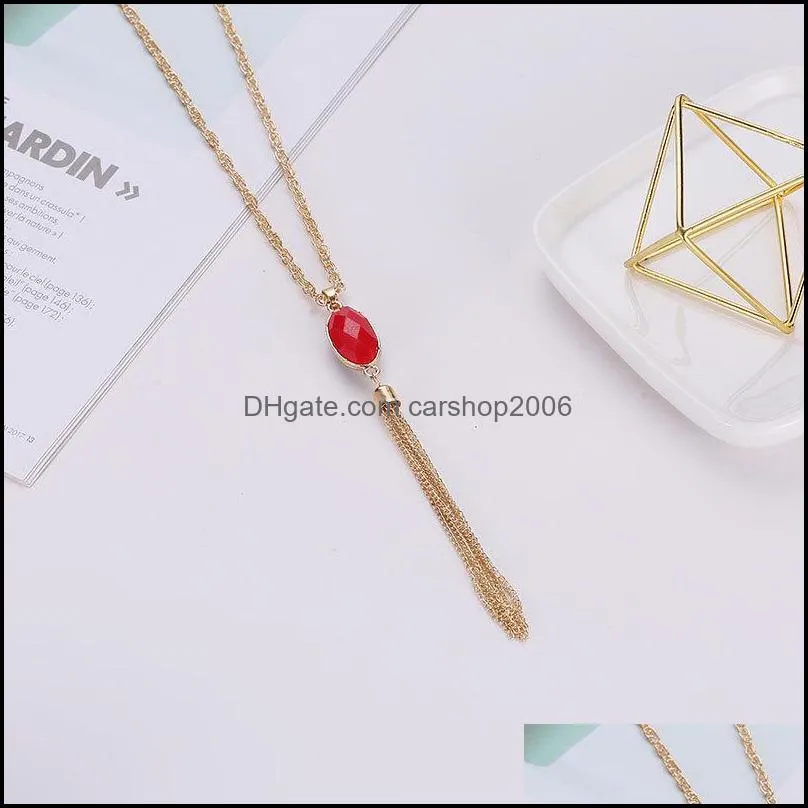 double side acrylic pendant necklace for women noble temperament sweater chain necklace carshop2006