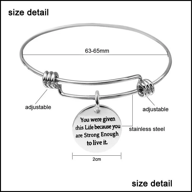 stainless steel inspirational charm bracelet bangle expandable sliver color wire bangle for your friend jewelry gift