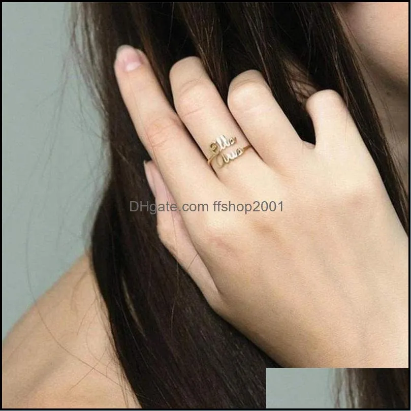 two name rvs rings for women gold customized couples names on ring mother daughter jewelry poison649 t2