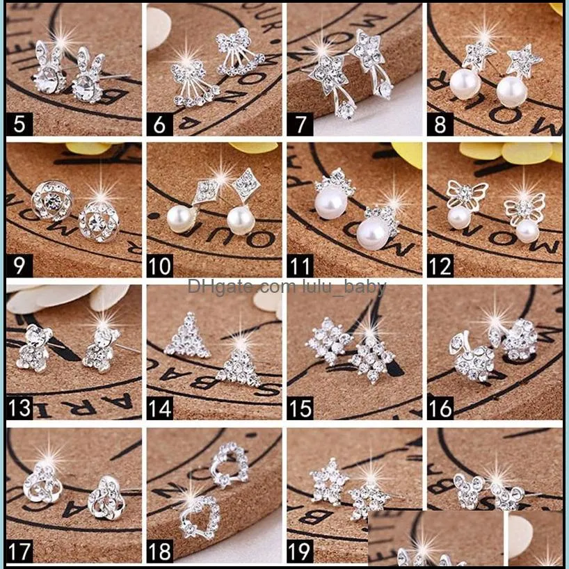 creative ear studs fashion snowflake beer crystal rhinestone pearl ear studs pearl earrings 587 t2