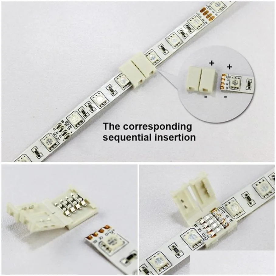 mini 10mm 4pin connector adapter for rgb 3528 5050 smd led strip lights solderless