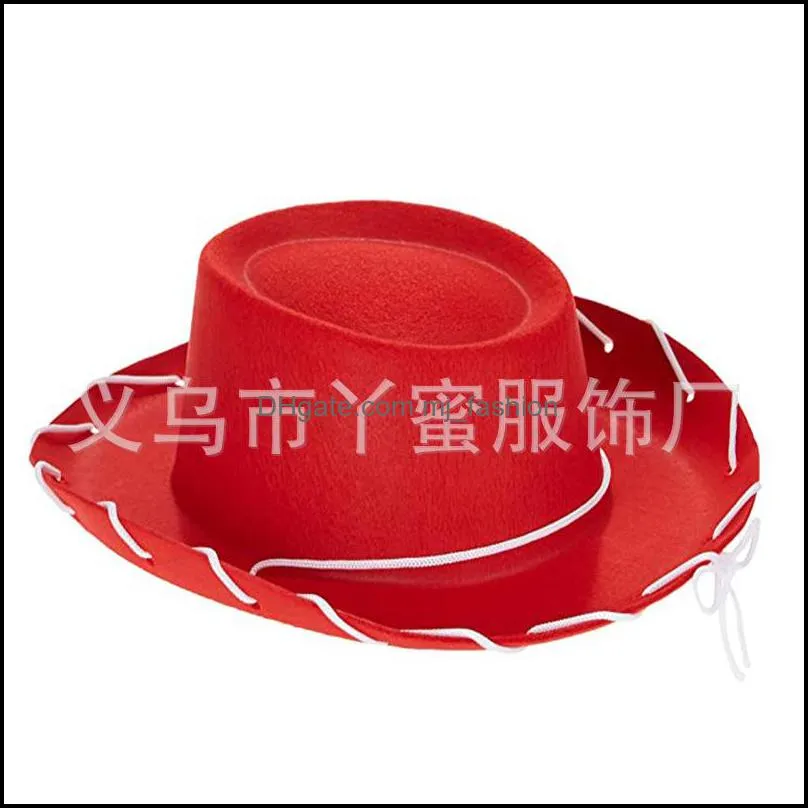 childrens big brim western cowgirl brown red felt  hat for theme party costumes outdoor activities 20220224 t2