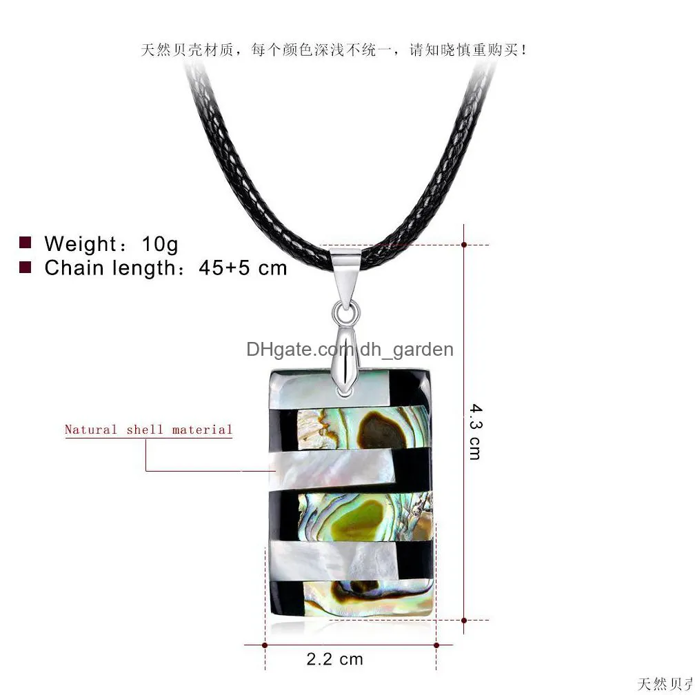 wholesale fashionable colorful rectangular pendant necklace with crushed abalone shell european and american style shipping