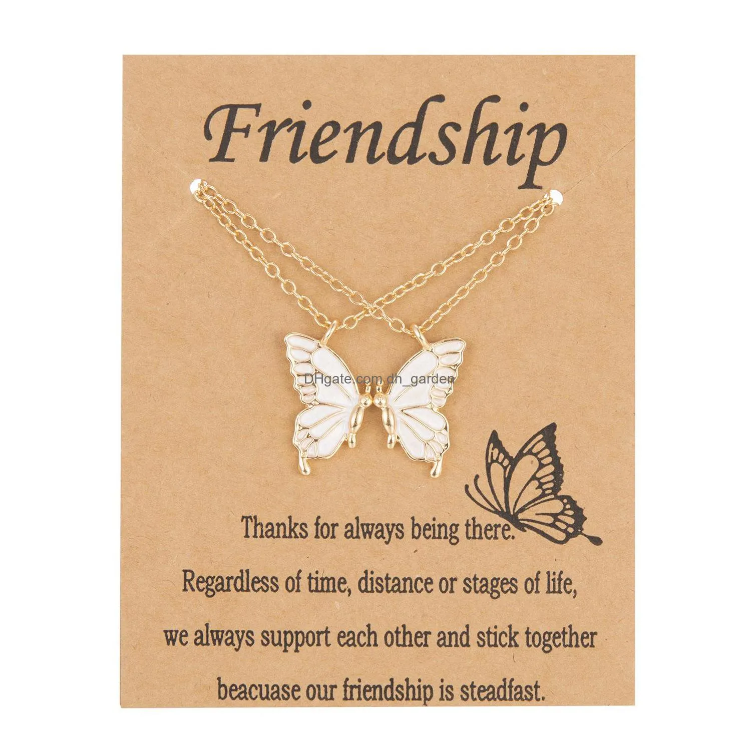 hot selling painted butterfly necklace friendship graduation commemorative necklace twopiece paper card necklaces