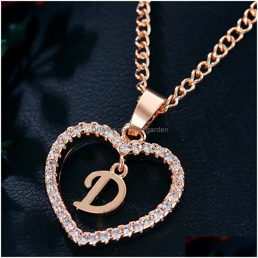 wholesale price letter necklaces 26 letters zircon love necklace jewelry pendant 18 inches chain