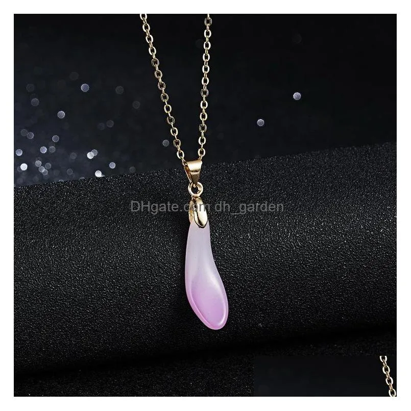 hot selling personalized multicolor opal drop paper card necklace temperament clavicle chain spot dogeared pendant manufacturer