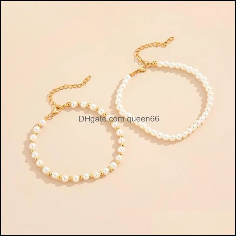 anklets sweet imitation pearl chain for women fashion trendy bracelet foot body jewelry accessories c3