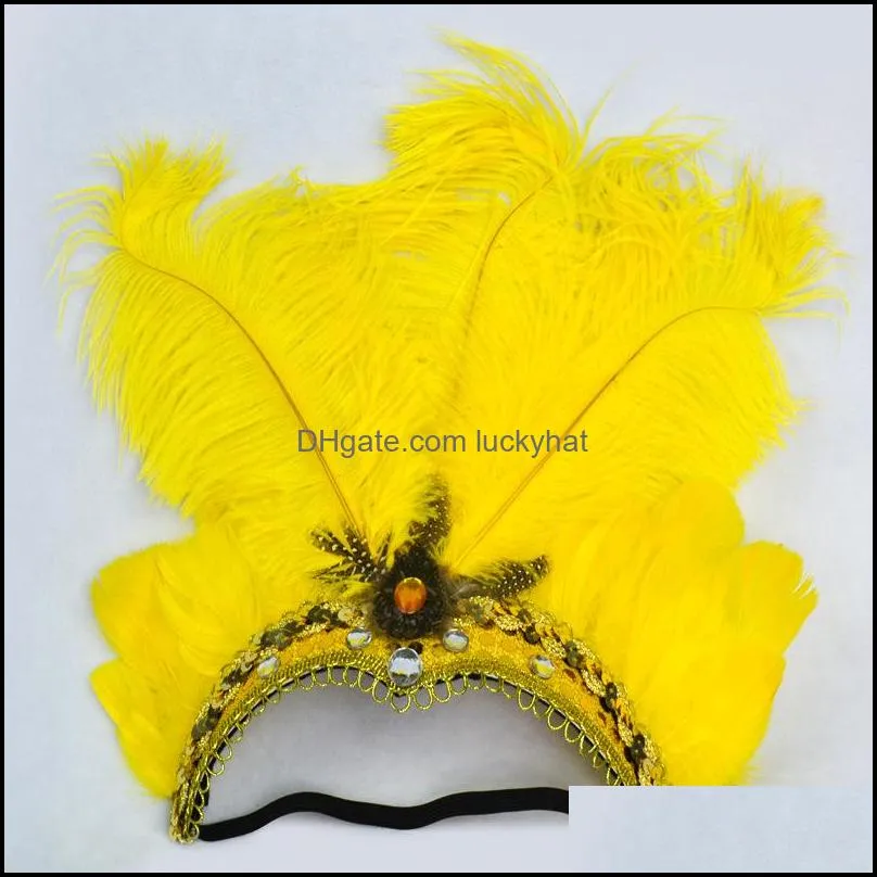indian crystal crown feather headbands party festival celebration headdress carnival headpiece headgear halloween 1855 t2