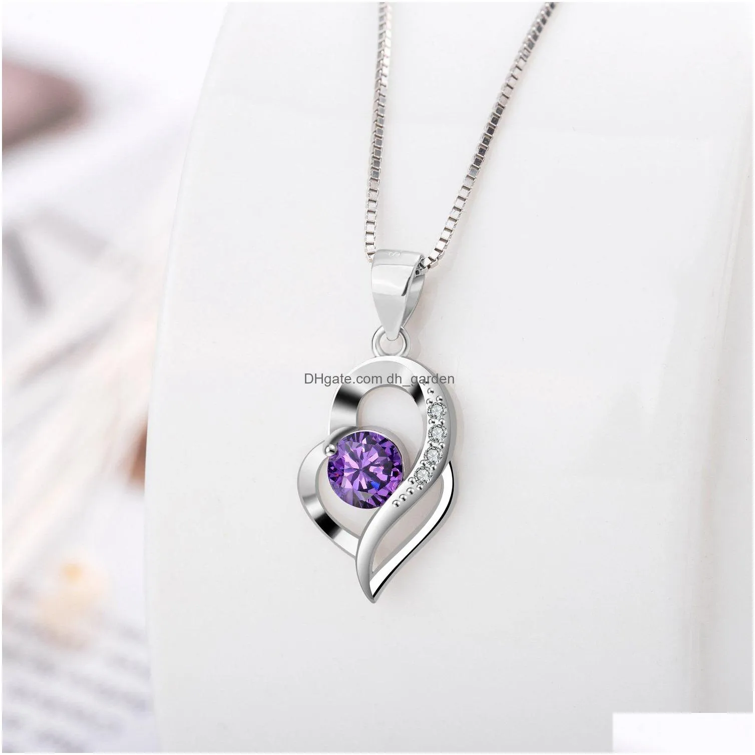 high quality sterling silver heart necklace imitation d color mosang stone heartshaped clover pendant wholesale