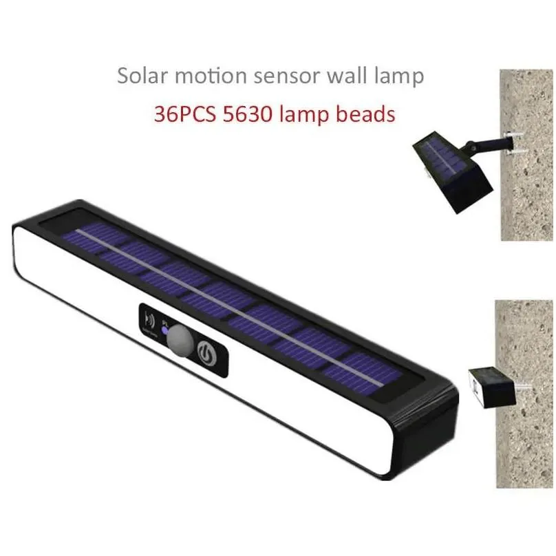 outdoor solar wall lights long strip 20cm billboard light pir motion sensor waterproof solar stair lamp