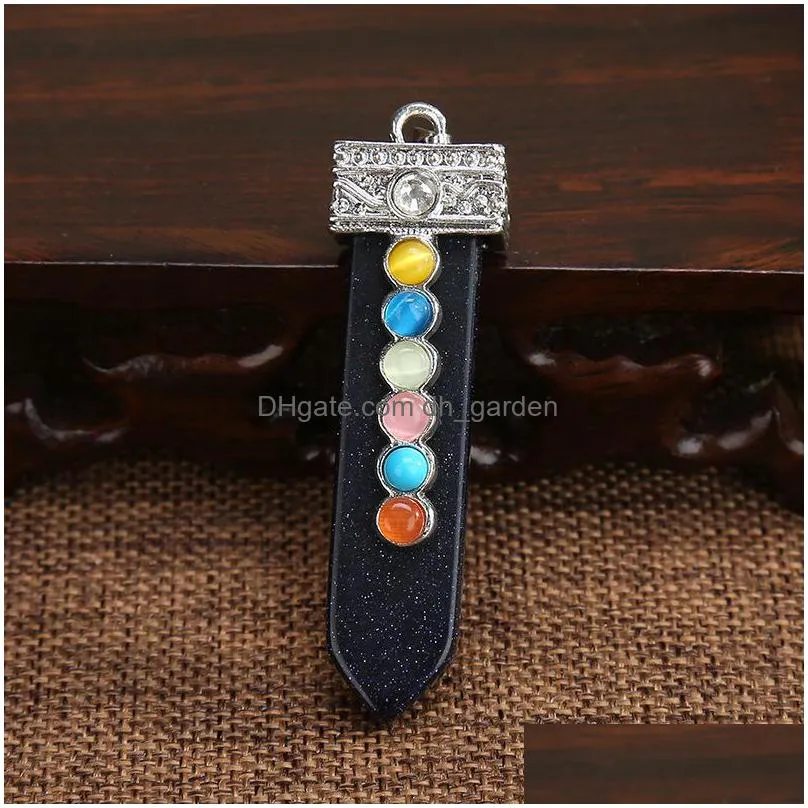 natural crystal chakra pendant necklace mens and womens seven chakra crystal sword type 