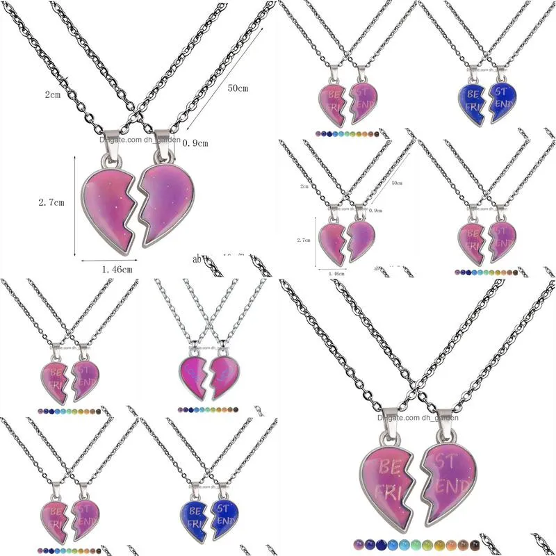 50cm couple angel wings pendant necklace love warmth mood color change necklace friend stainless steel chain