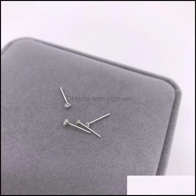 925 sterling silver 1.5 mm clear crystal nose stud straight nose pin fashion women nariz piercing jewelry 36pcs/pack626 t2