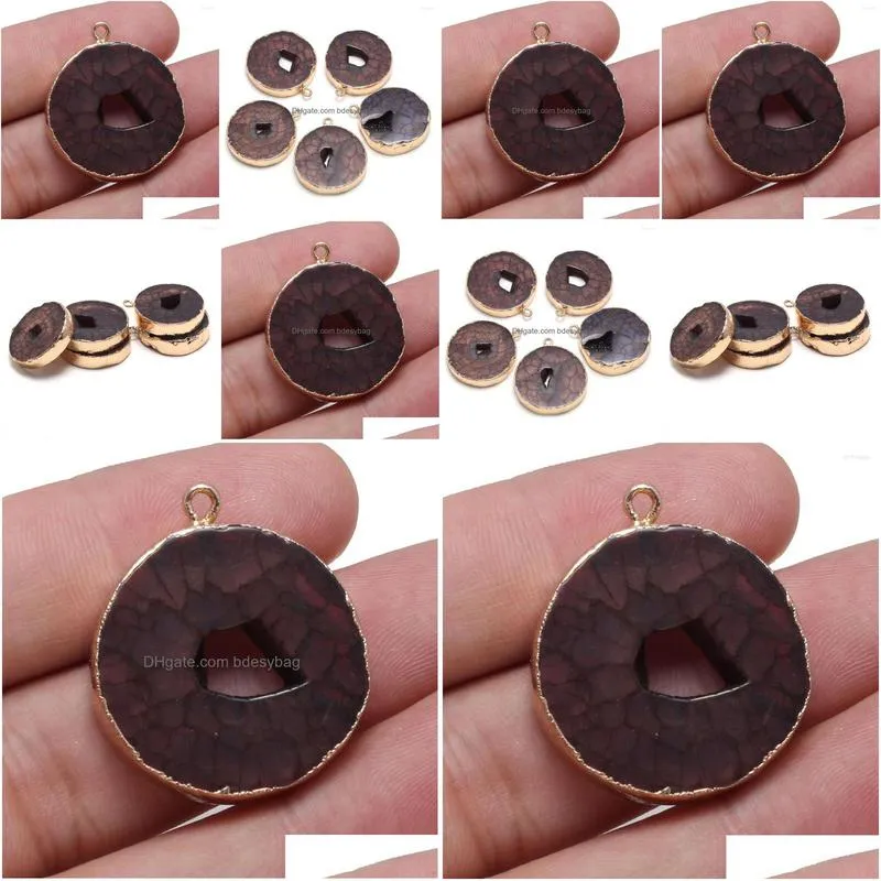 charms natural stone pendant round agates for jewelry making diy necklace bracelet anklet accessory