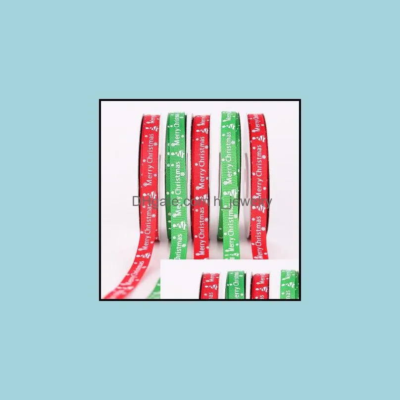 red green silk satin ribbon 1cm doublesided ribbed merry christmas party decoration gift wrapping year gift diy bags box ribbons