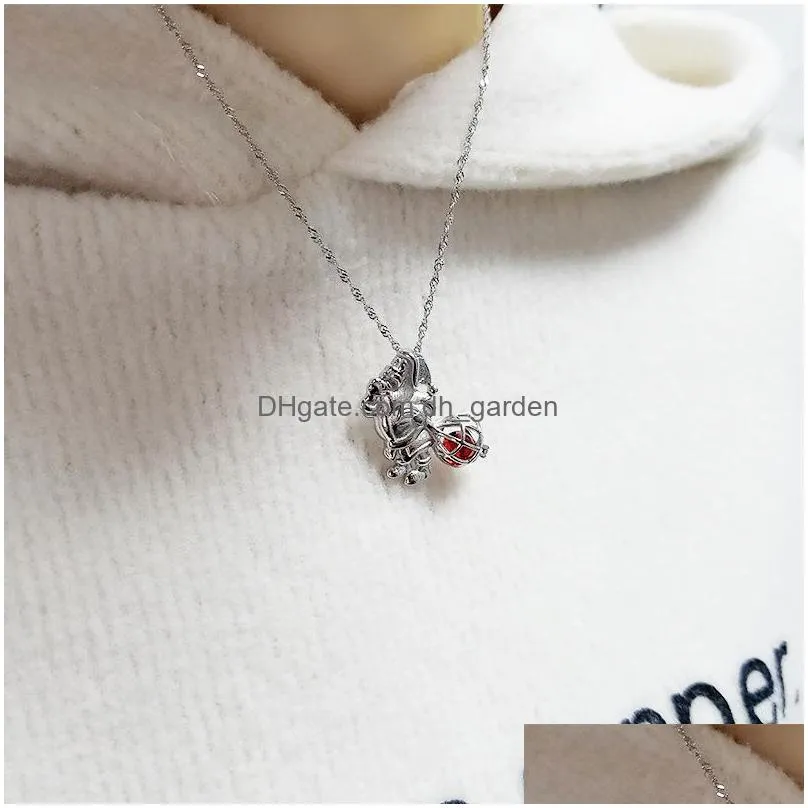 european and american bead cage pendant diy accessories s925 pure silver santa claus necklace box magic buckle jewelry