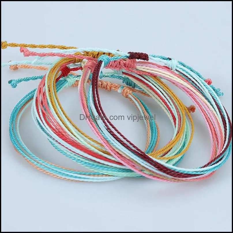 summer beach surfer wave anklet adjustable handmade waterproof wax coated anklets for women 2174 t2