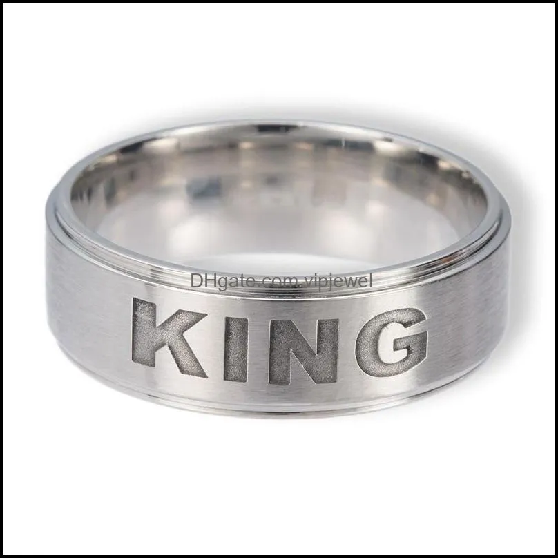 stainless steel jewelry letters king queen ring titanium steel crown couple finger ring