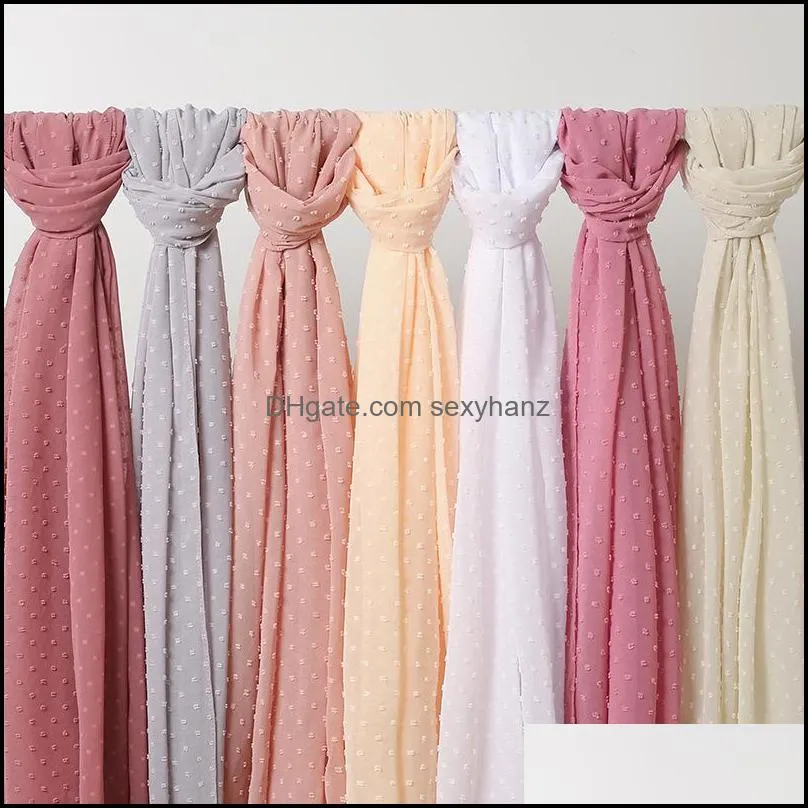 luxuey pom pom bubble chiffon hijab scarf women long shawl wrap muslim headband maxi islamic sjaal 180x70cm 20211231 t2
