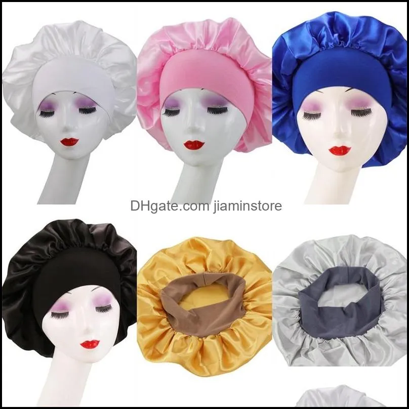 soft silky sleeping hair cap salon bonnets for women comfortable elasic satin night sleep hat hair loss cap bonnet ladies turban21