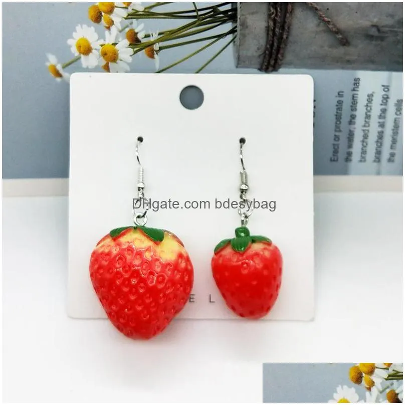 20pcs classics 3d resin strawberry charms pendants fruit floating creative keys diy jewelry making accessories handmade