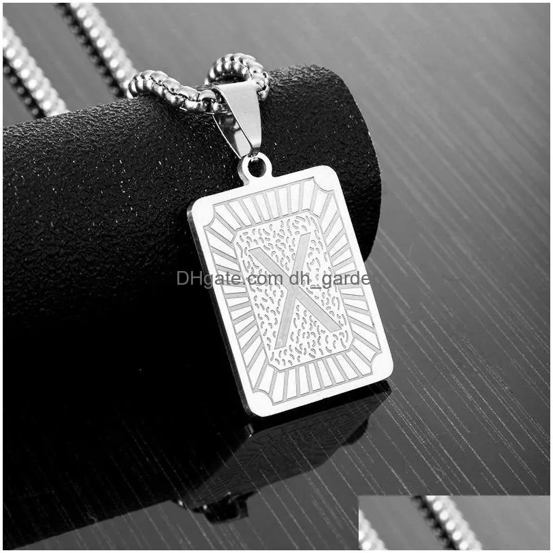 wholesale 26 english letters new womens fashionable letters stainless steel pendant necklace mens letter hiphop necklace