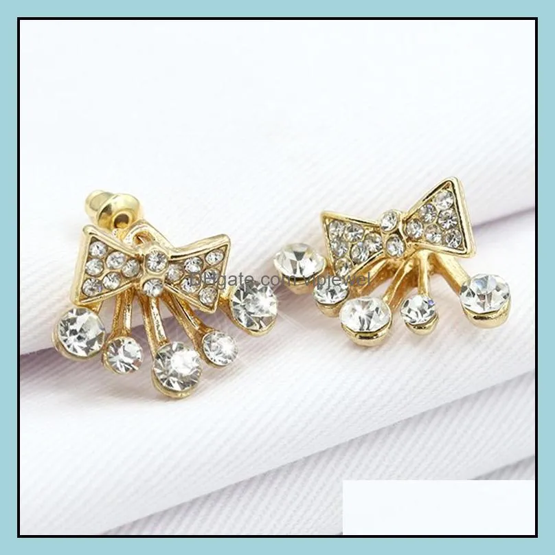 bow earring korean jewelry diamond earrings crown stud earrings colorful earrings in multiple colors